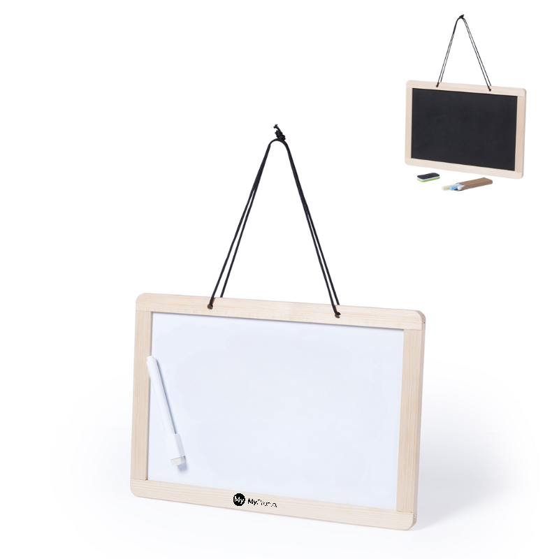 Tableau noir/Ardoise 2-en-1 | 31x21x1.2 cm | Incl. 3 craies, feutre et effaceur